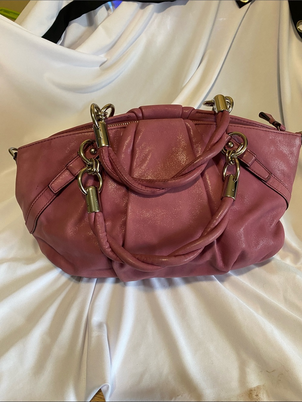 Coach Pink Leather Satchel with Twisted Handles